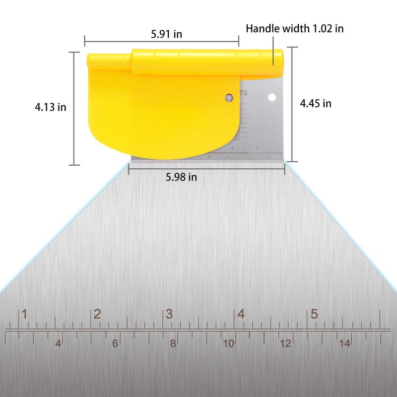 Suanyok Bench Scraper-Stainless Steel Dough Scraper and Flexible Plastic Bowl Scraper 4-Piece Set-Bread/Pastry/Pizza Cutter  Multifunctional 2-in-1 Baking Tools With Measurement Marks - Image 2
